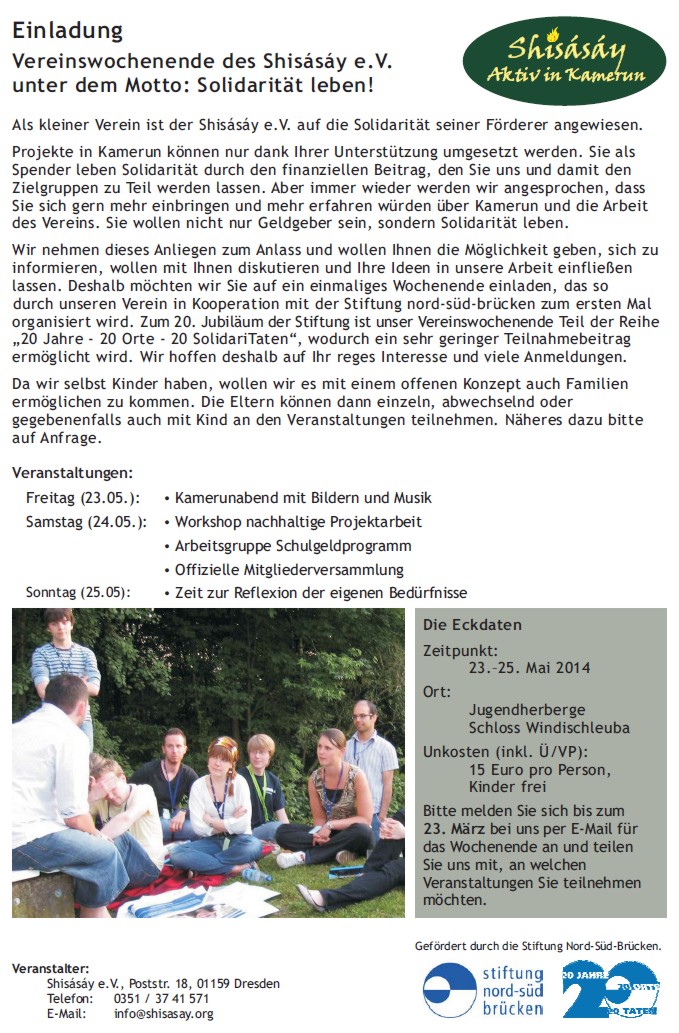 Einladung Vereins-WE 2014 Shisasay